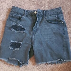 Forever 21 Black Distressed Jean Shorts